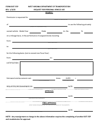Document preview: Form DOT-55P Request for Personal Vehicle Use - West Virginia