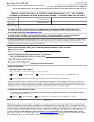 Form PTO/SB/20FR Request for Participation in the Patent Prosecution Highway (Pph) Pilot Program Between the National Institute of Industrial Property of France (Inpi) and the Uspto