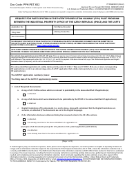 Form PTO/SB/20CZ Request for Participation in the Patent Prosecution Highway (Pph) Pilot Program Between the Industrial Property Office of the Czech Republic (Ipocz) and the Uspto