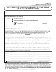 Form PTO/SB/01A Declaration (37 Cfr 1.63) for Utility or Design Application Using an Application Data Sheet (37 Cfr 1.76)