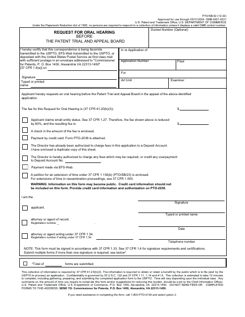 Form PTO/SB/32  Printable Pdf