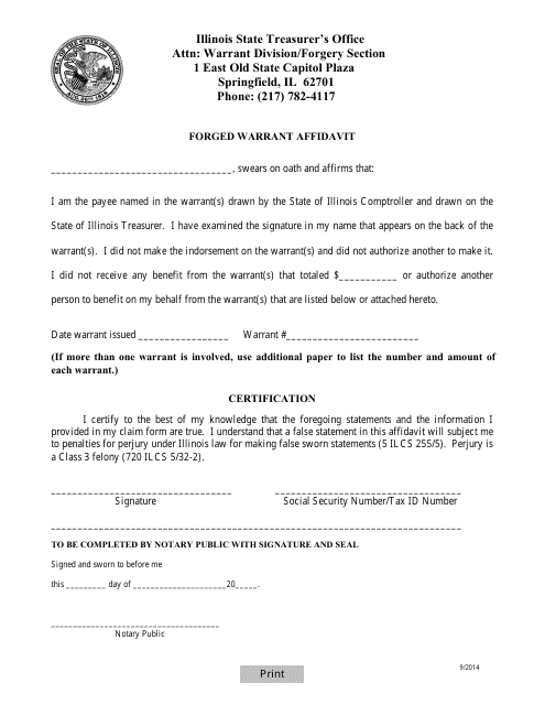 Forged Warrant Affidavit - Illinois