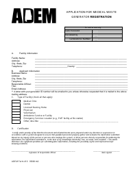 ADEM Form 410 Application for Medical Waste Generator Registration - Alabama