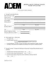 Document preview: ADEM Form 413 Medical Waste Storage Facility Permit Application - Alabama