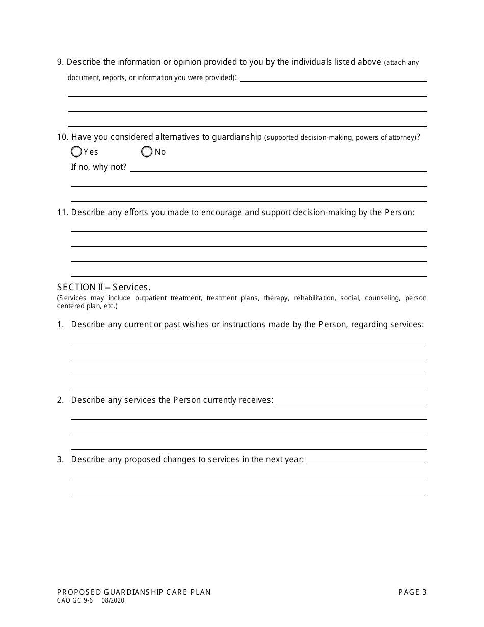 Form CAO GC9-6 Download Fillable PDF or Fill Online Proposed ...