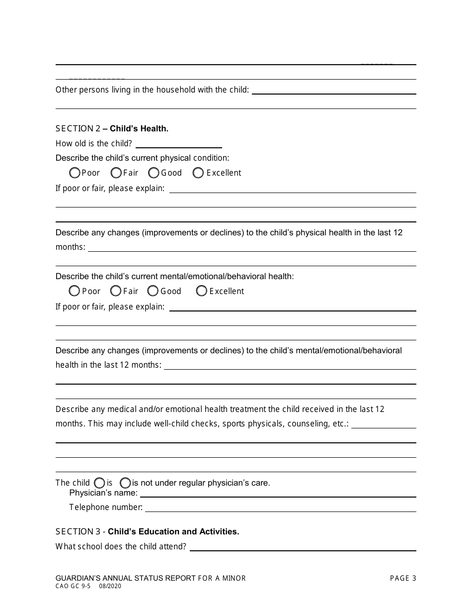 Form CAO GC9-5 - Fill Out, Sign Online and Download Fillable PDF, Idaho ...