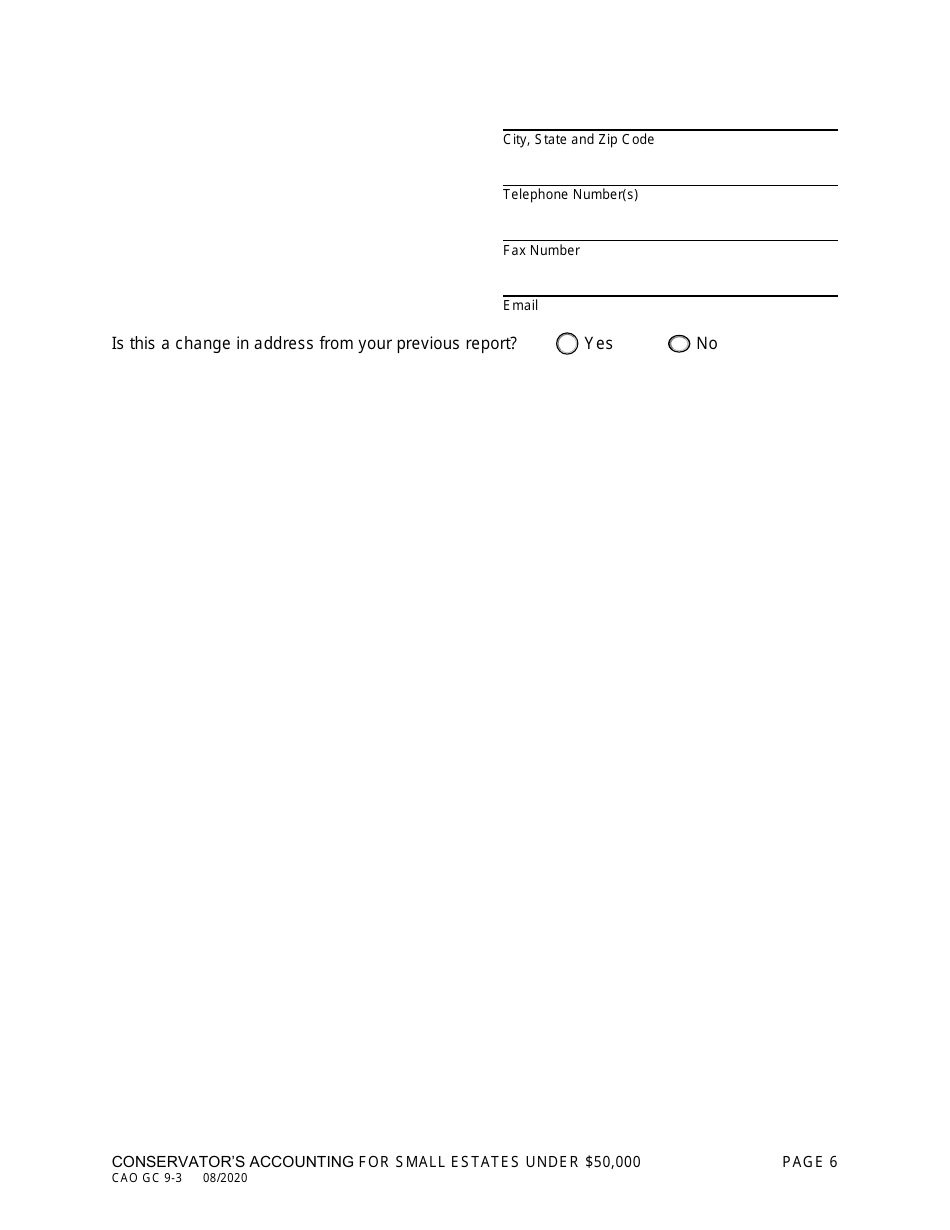 Form CAO GC9-3 Conservators Accounting for Small Estates Under $50,000 - Idaho, Page 6