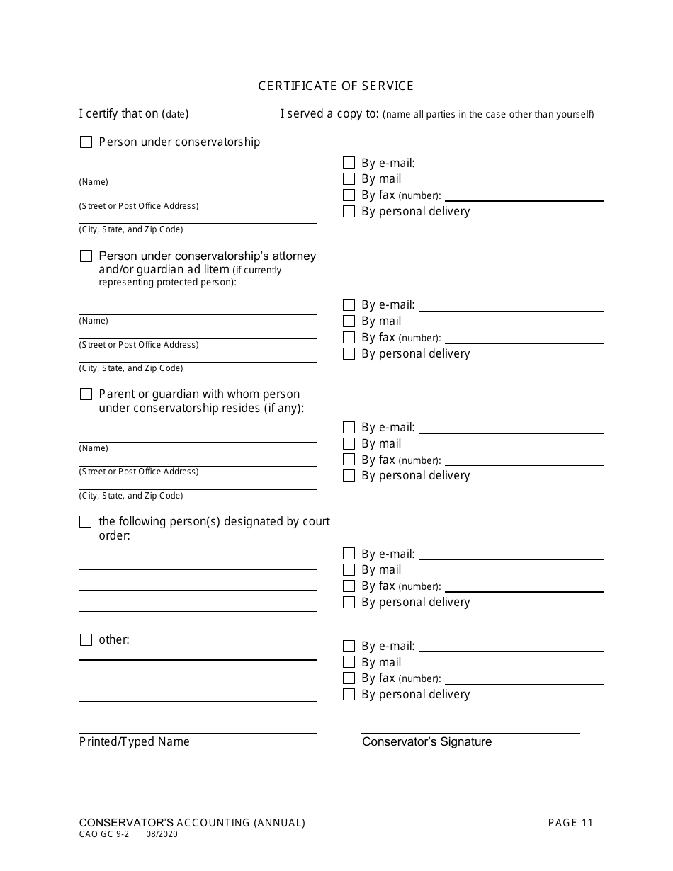 Form CAO GC9-2 Conservators Accounting - Idaho, Page 11