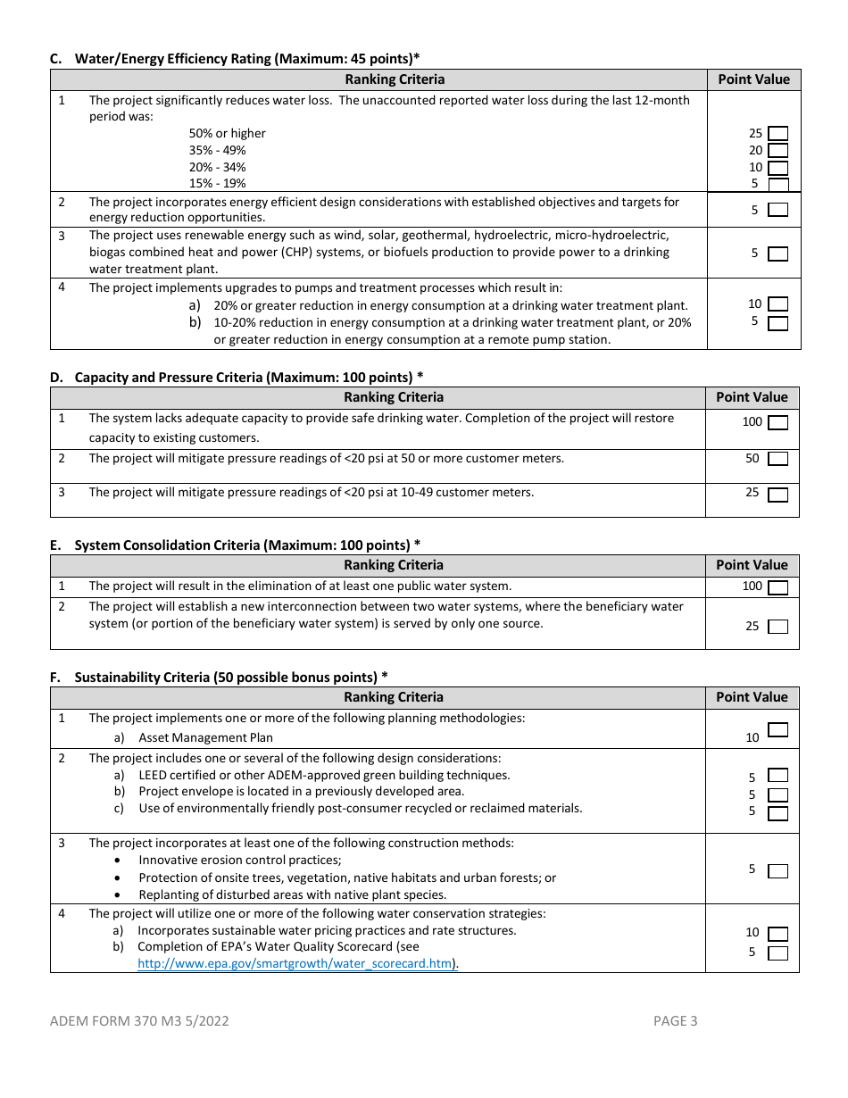 ADEM Form 370 Drinking Water State Revolving Fund Preapplication - Alabama, Page 17
