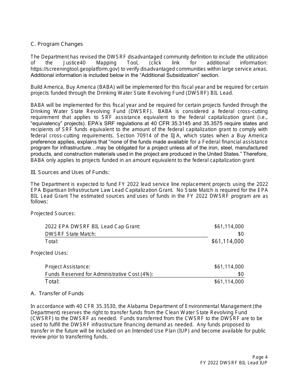 ADEM Form 370 Drinking Water State Revolving Fund Preapplication - Alabama, Page 4