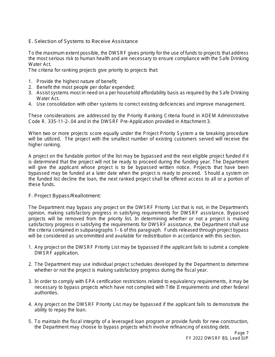 ADEM Form 370 Drinking Water State Revolving Fund Preapplication - Alabama, Page 7