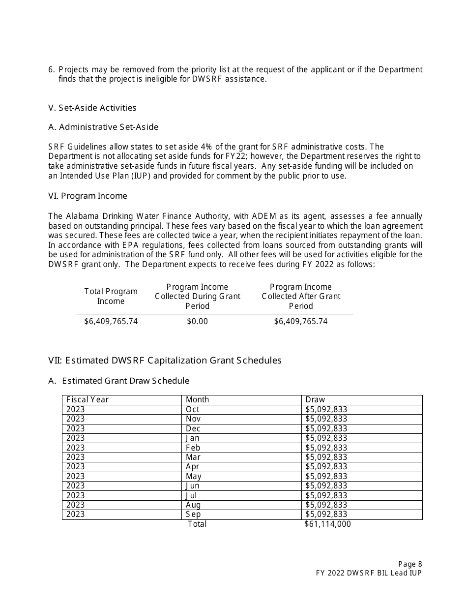 ADEM Form 370 Drinking Water State Revolving Fund Preapplication - Alabama, Page 8