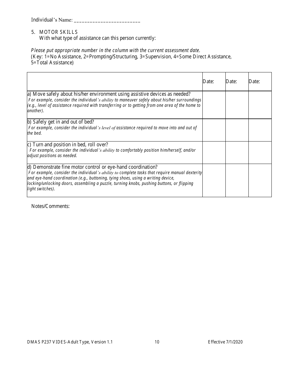 Form DMAS P237 Virginia Individual Developmental Disability Eligibility Survey - Adult Type - Virginia, Page 10