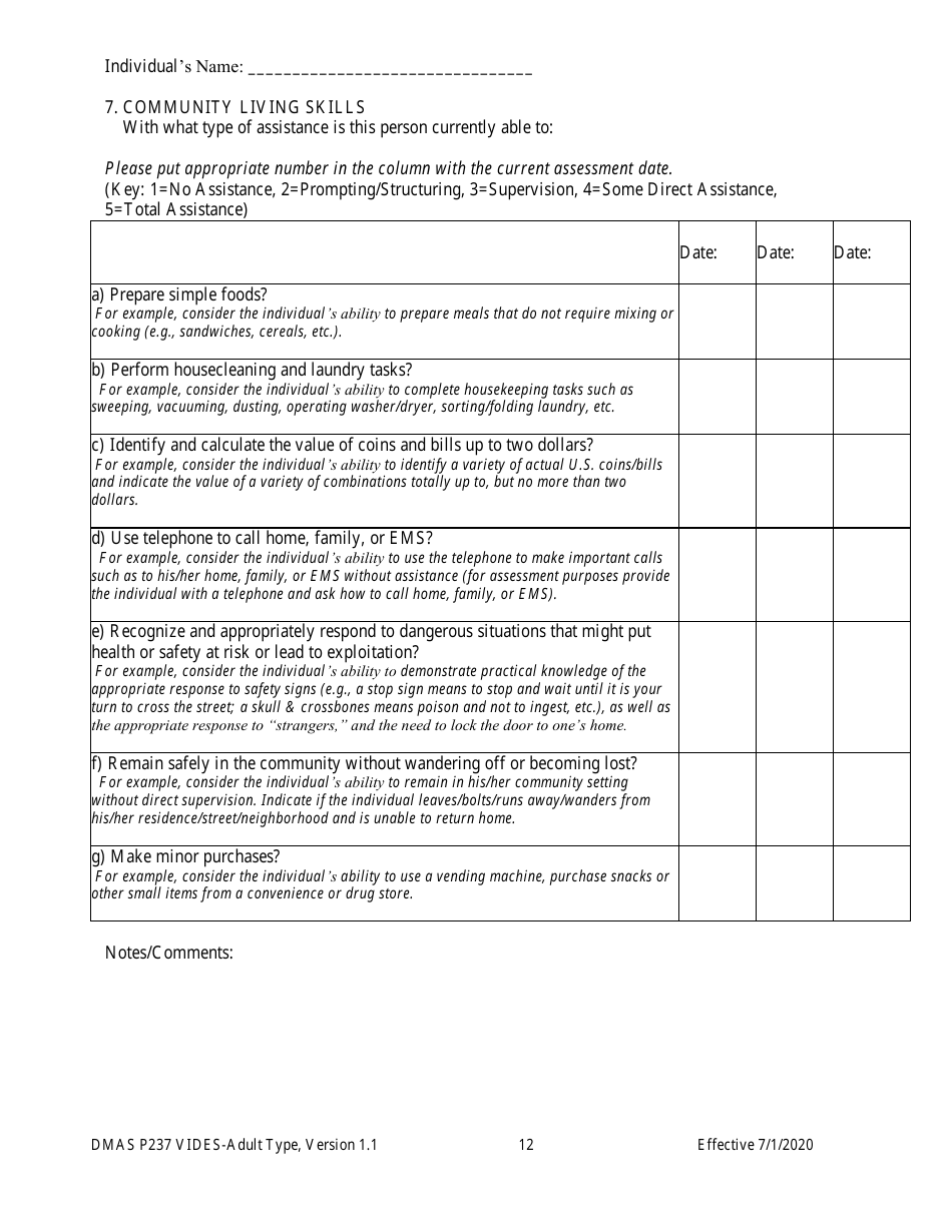 Form DMAS P237 Virginia Individual Developmental Disability Eligibility Survey - Adult Type - Virginia, Page 12