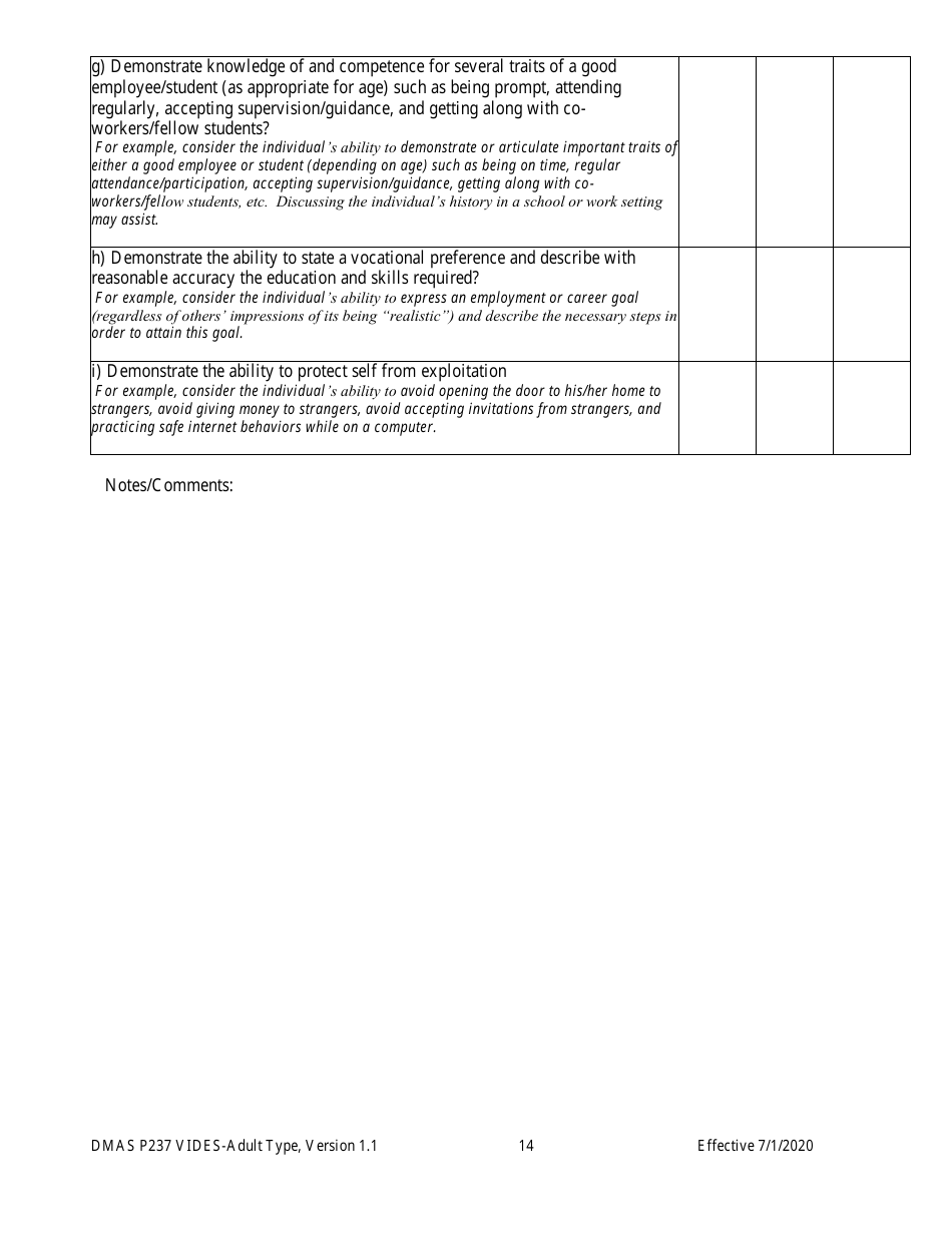 Form DMAS P237 Virginia Individual Developmental Disability Eligibility Survey - Adult Type - Virginia, Page 14