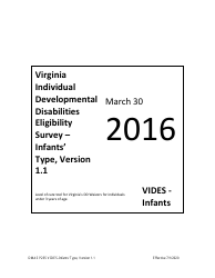 Form DMAS P235 Virginia Individual Developmental Disabilities Eligibility Survey - Infants' Type - Virginia