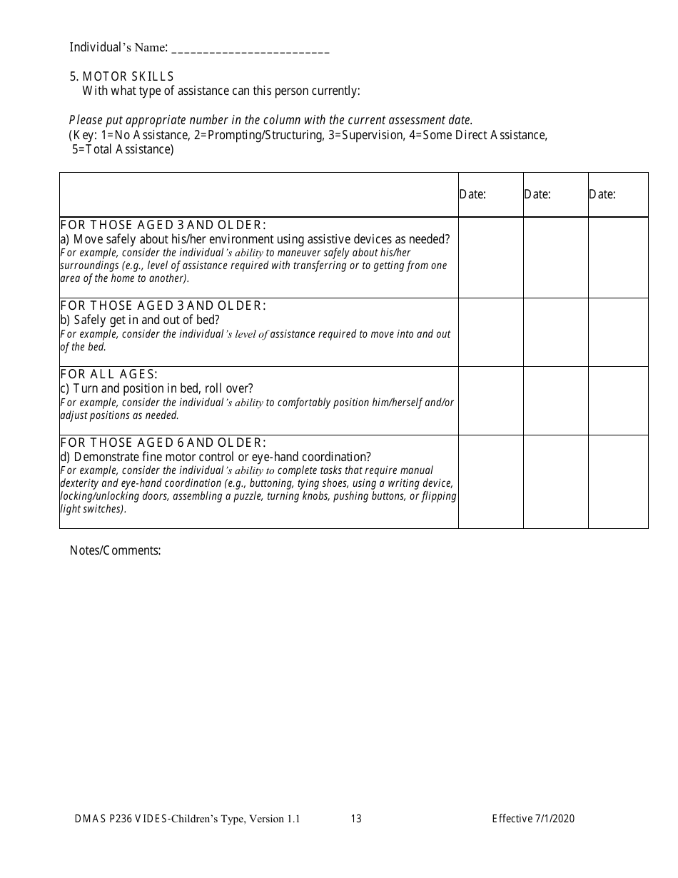 Form DMAS P236 Virginia Individual Developmental Disabilities Eligibility Survey - Childrens Type - Virginia, Page 13