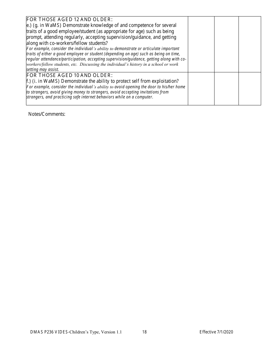 Form DMAS P236 Virginia Individual Developmental Disabilities Eligibility Survey - Childrens Type - Virginia, Page 18
