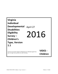 Form DMAS P236 Virginia Individual Developmental Disabilities Eligibility Survey - Children&#039;s Type - Virginia