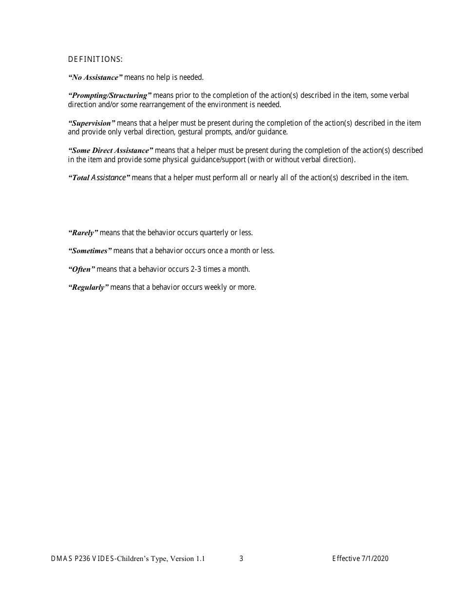 Form DMAS P236 Virginia Individual Developmental Disabilities Eligibility Survey - Childrens Type - Virginia, Page 3