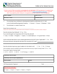 Referral for Dental Services - Virginia