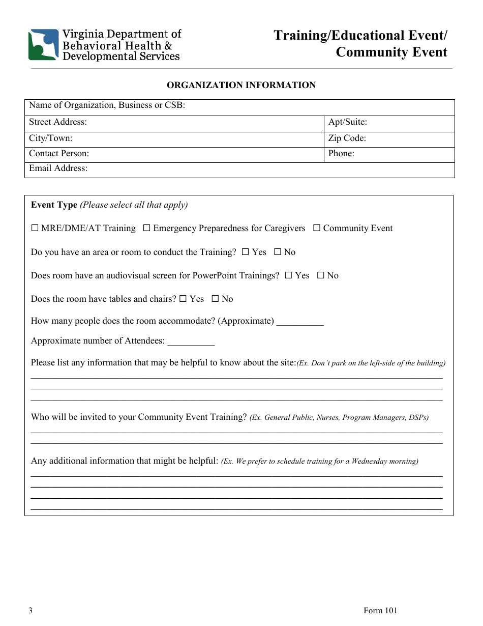 Form 101 Request for Durable Medical Equipment Services - Virginia, Page 3