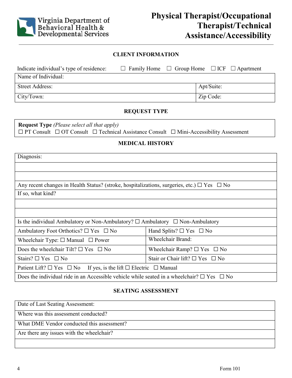 Form 101 Request for Durable Medical Equipment Services - Virginia, Page 4