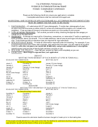 Application for Certificate of Appropriateness (Coa) - City of Bethlehem, Pennsylvania, Page 2