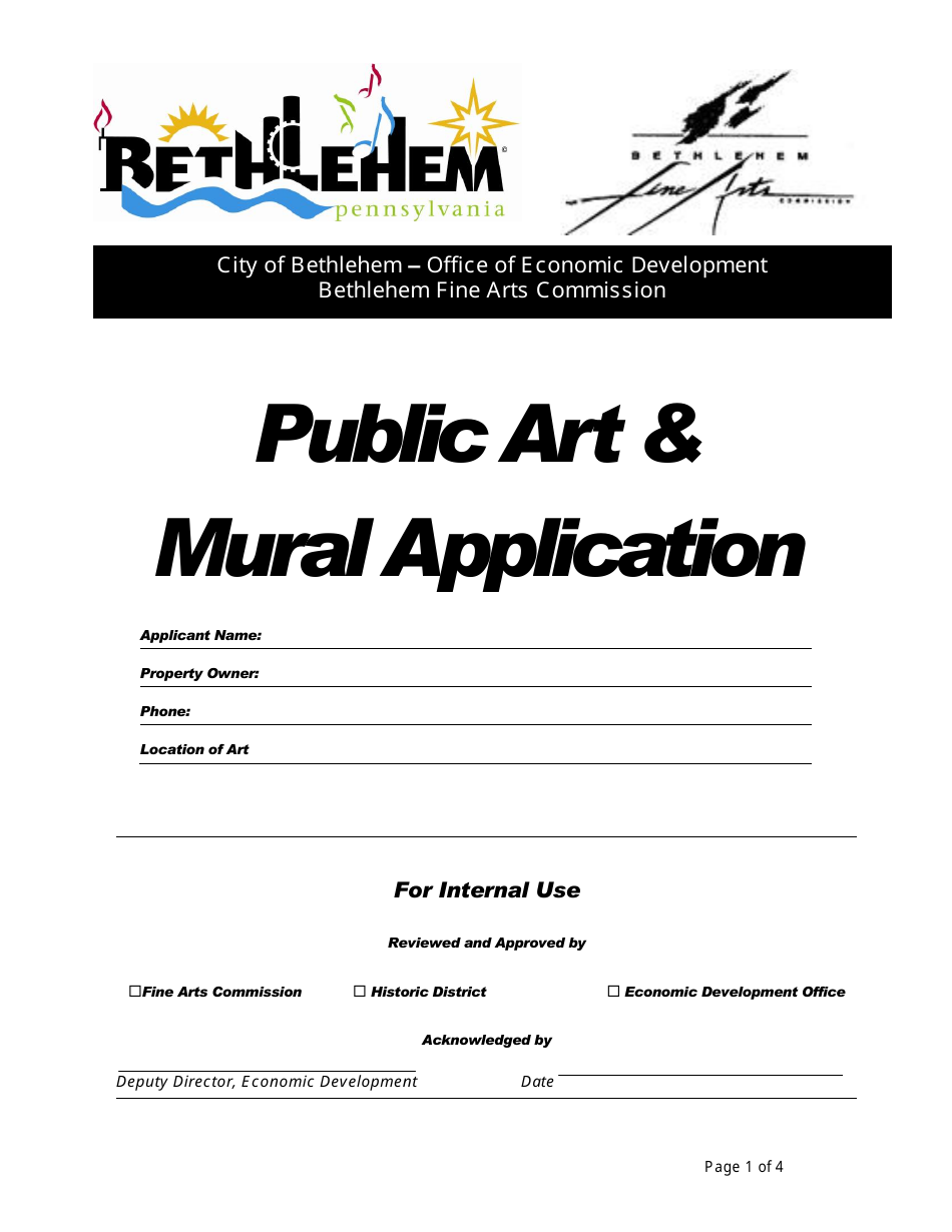 Public Art  Mural Application - City of Bethlehem, Pennsylvania, Page 1