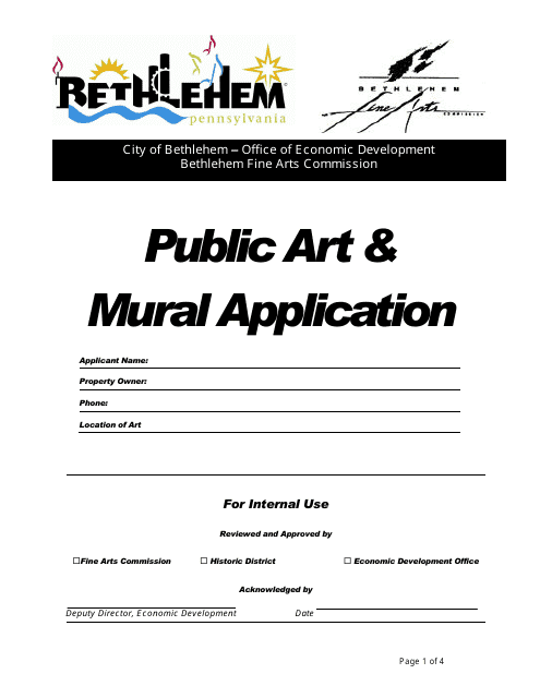 Public Art & Mural Application - City of Bethlehem, Pennsylvania Download Pdf