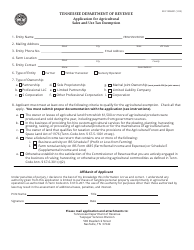 Form RV-F1308401 Application for Agricultural Sales and Use Tax Exemption - Tennessee