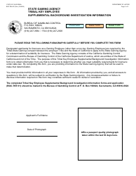 Form BGC-TBL-001 State Gaming Agency Tribal Key Employee Supplemental Background Investigation Information - California