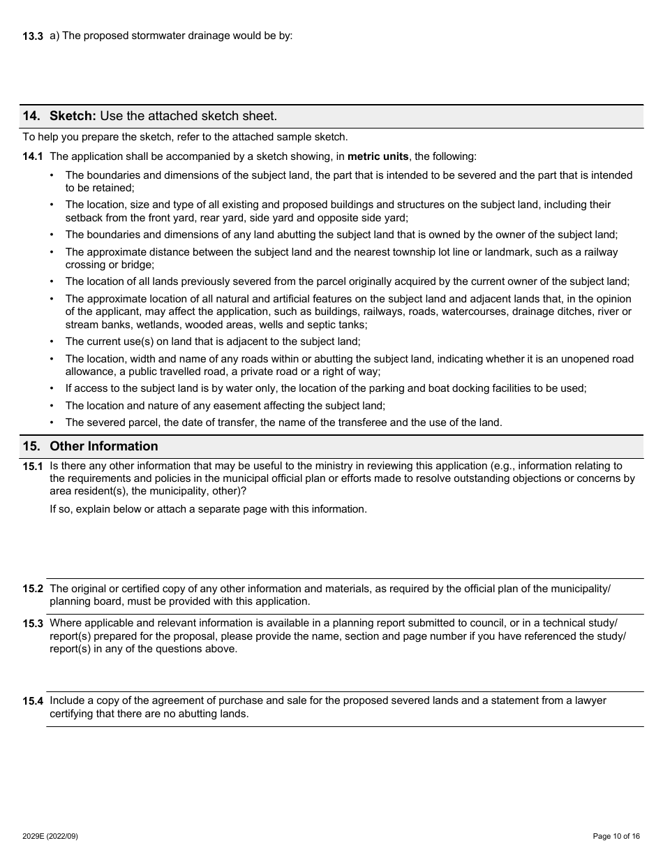 Form 2029E Application for Consent Under Section 53 of the Planning Act - Ontario, Canada, Page 10