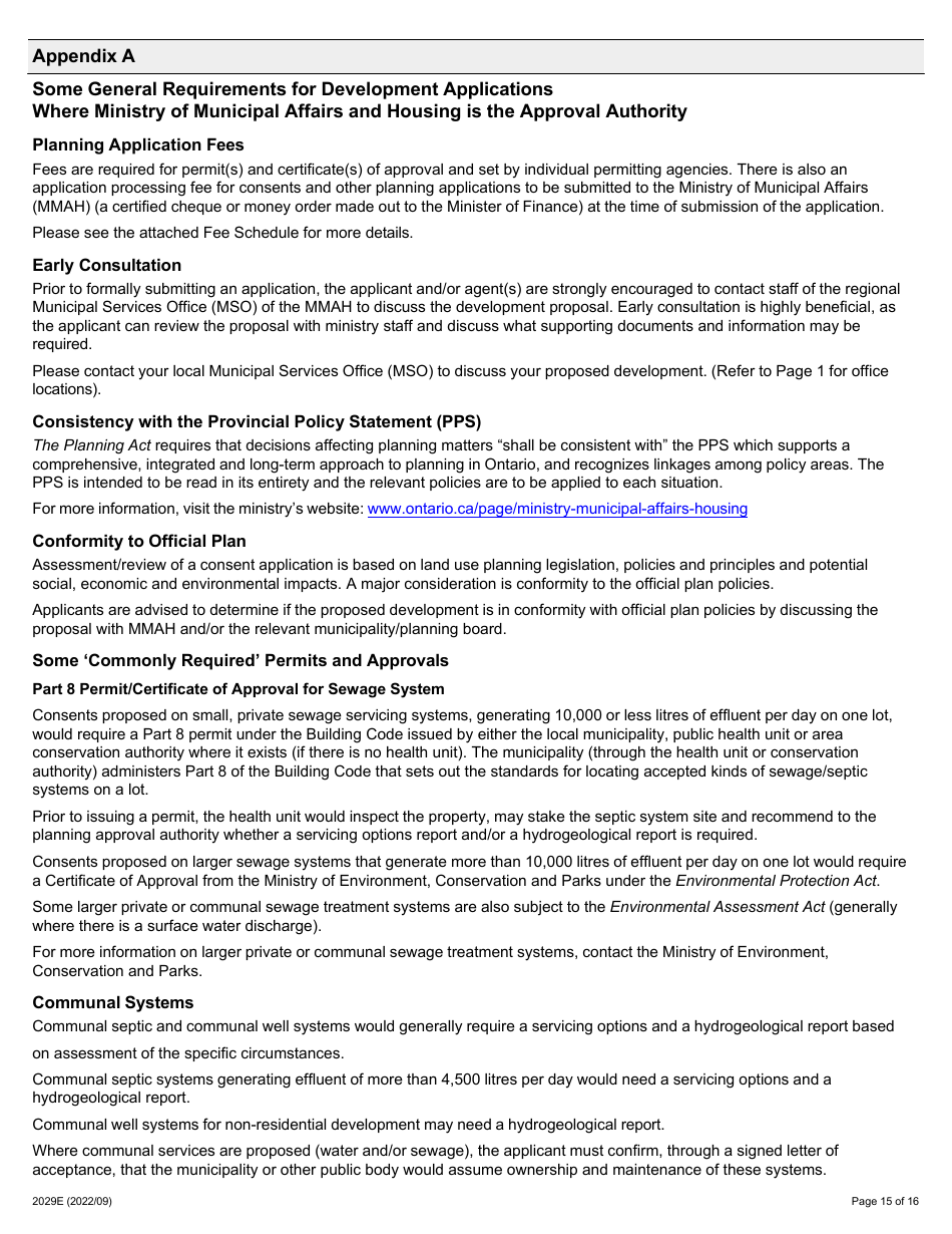 Form 2029E Application for Consent Under Section 53 of the Planning Act - Ontario, Canada, Page 15