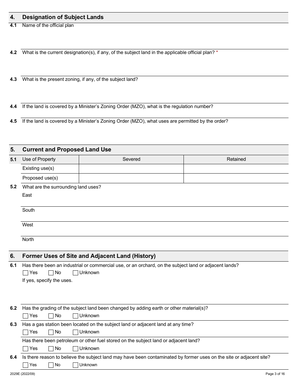 Form 2029E Application for Consent Under Section 53 of the Planning Act - Ontario, Canada, Page 3