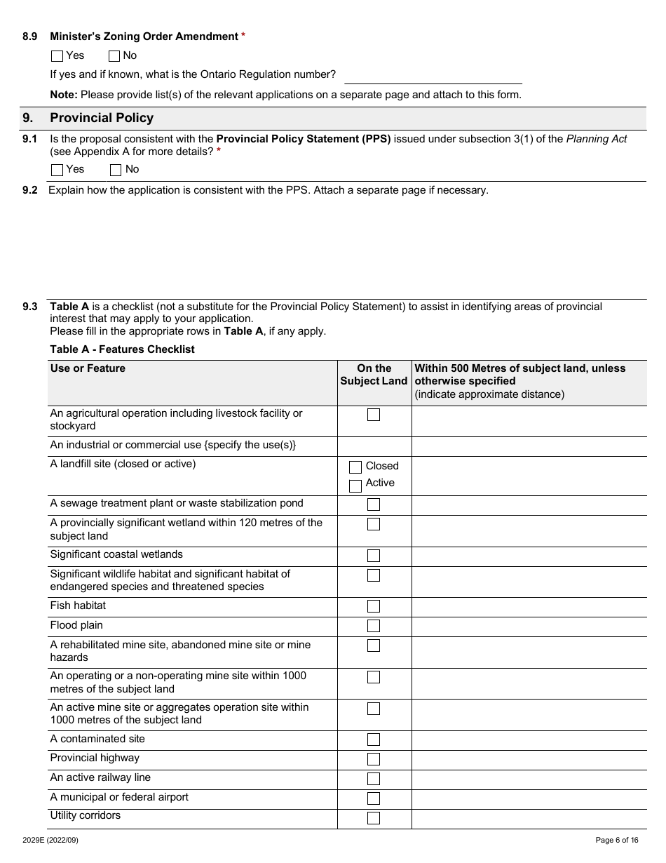 Form 2029E Application for Consent Under Section 53 of the Planning Act - Ontario, Canada, Page 6
