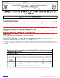 Application for Renewal of Owts Designer License - Class Iv - Rhode Island