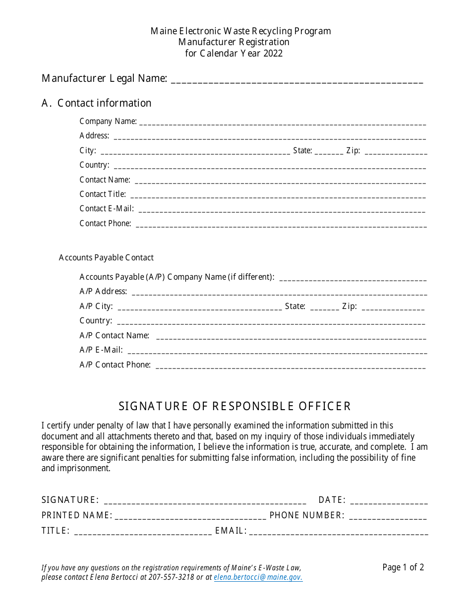 Manufacturer Registration - Maine Electronic Waste Recycling Program - Maine, Page 2