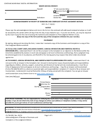Document preview: Form CV-FM-036 Acknowledgment of Receipt of Summons and Complaint or Post-judgment Motion - Maine