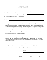 Document preview: Request for Trade Secret Exemption - Montana