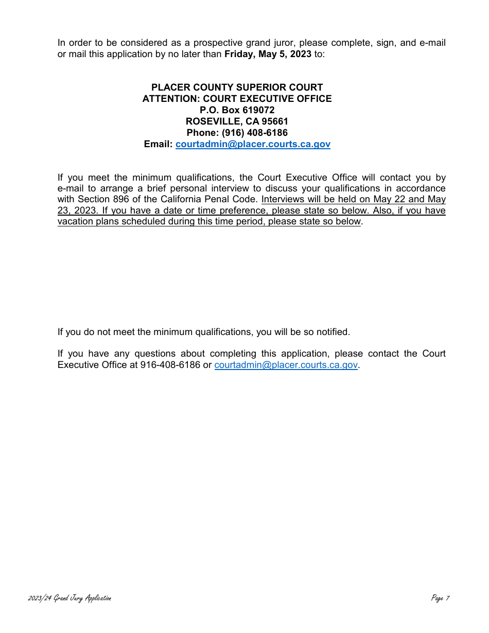 Prospective County Grand Jury Nominee Application - County of Placer, California, Page 7