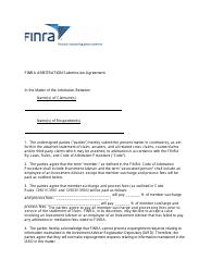 FiNRA Arbitration Submission Agreement