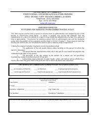 Uniform Form for Petitions for Waivers From Administrative Rules - Iowa