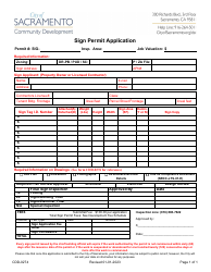 Document preview: Form CDD-0274 Sign Permit Application - City of Sacramento, California