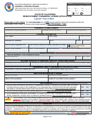 Form RLL-01B Reinstatement Paramedic License Application - California