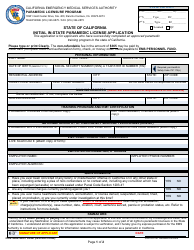 Document preview: Form L-01 Initial in-State Paramedic License Application - California