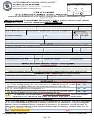 Document preview: Form CL-01A Initial Challenge Paramedic License Application - California