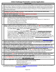 Form CL-01A Initial Challenge Paramedic License Application - California, Page 2