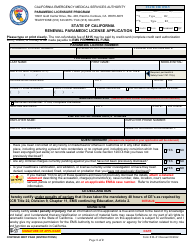 Document preview: Form RL-01 Renewal Paramedic License Application - California