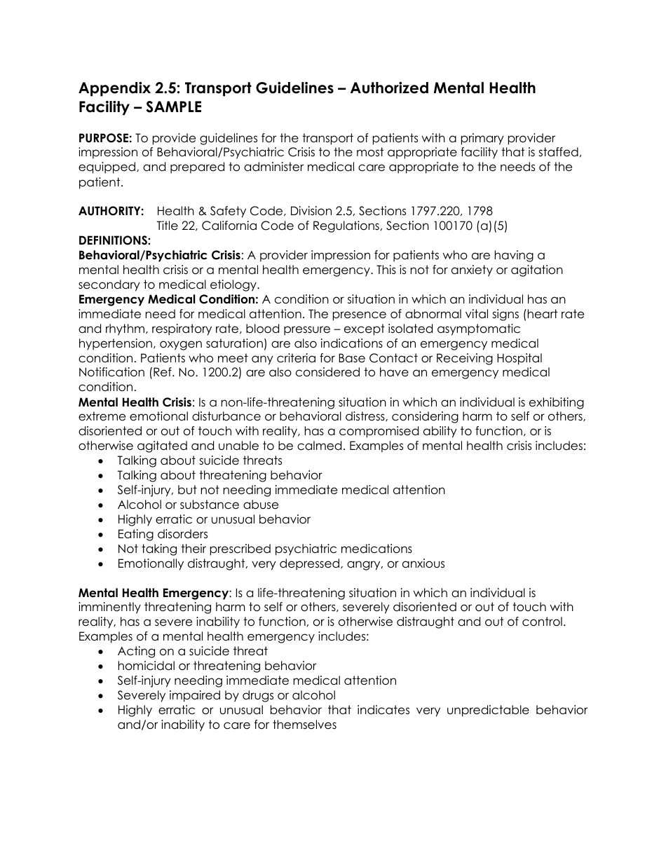 Triage to Alternate Destination Toolkit Appendix - California, Page 17